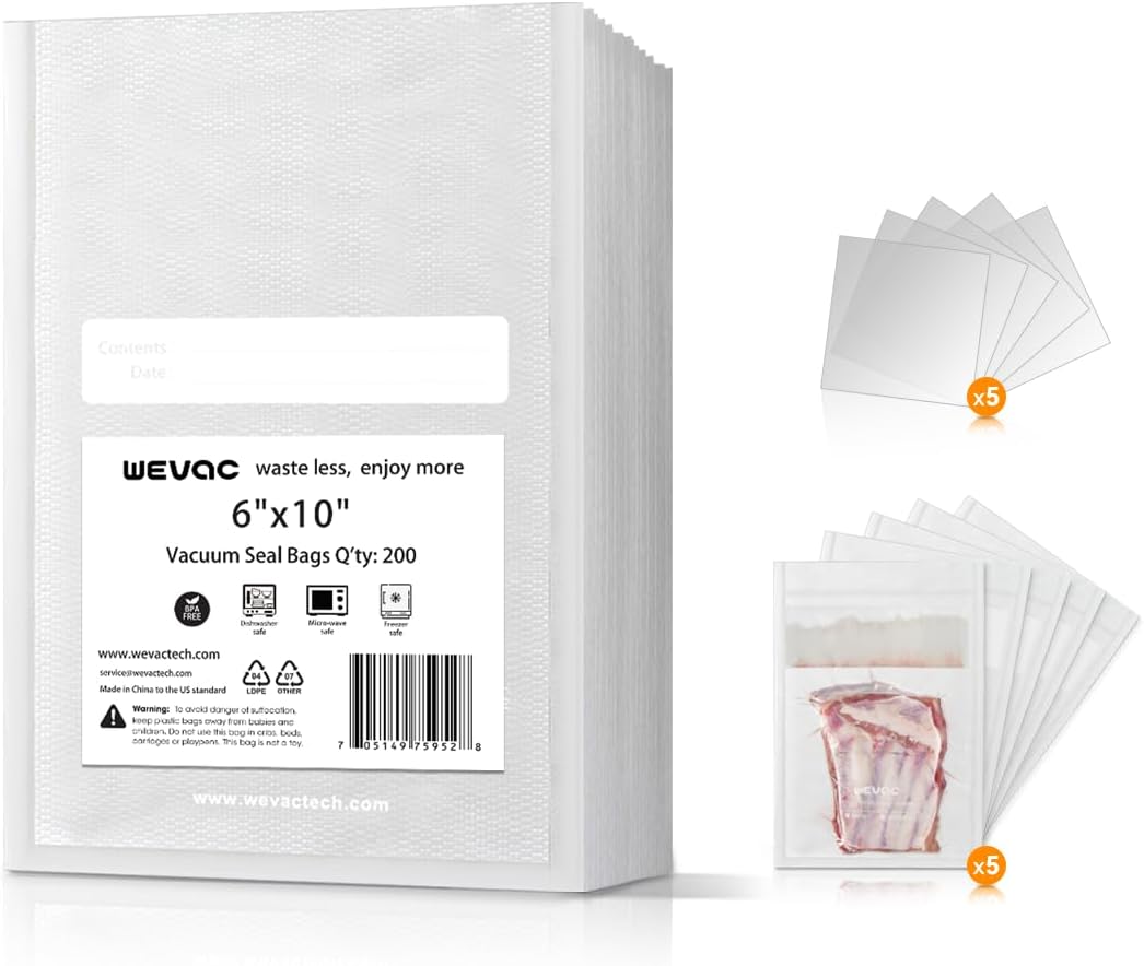 Vacuum Sealer Bags 8x12" 100 Quart for Food Saver Vacuum Seal machine