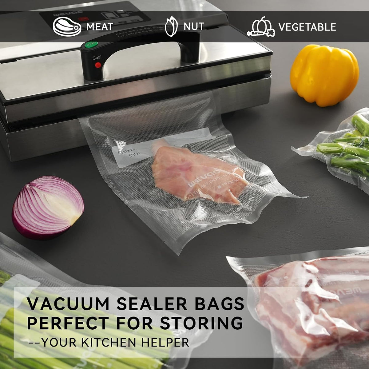 Vacuum Sealer Bags 8x12" 100 Quart for Food Saver Vacuum Seal machine