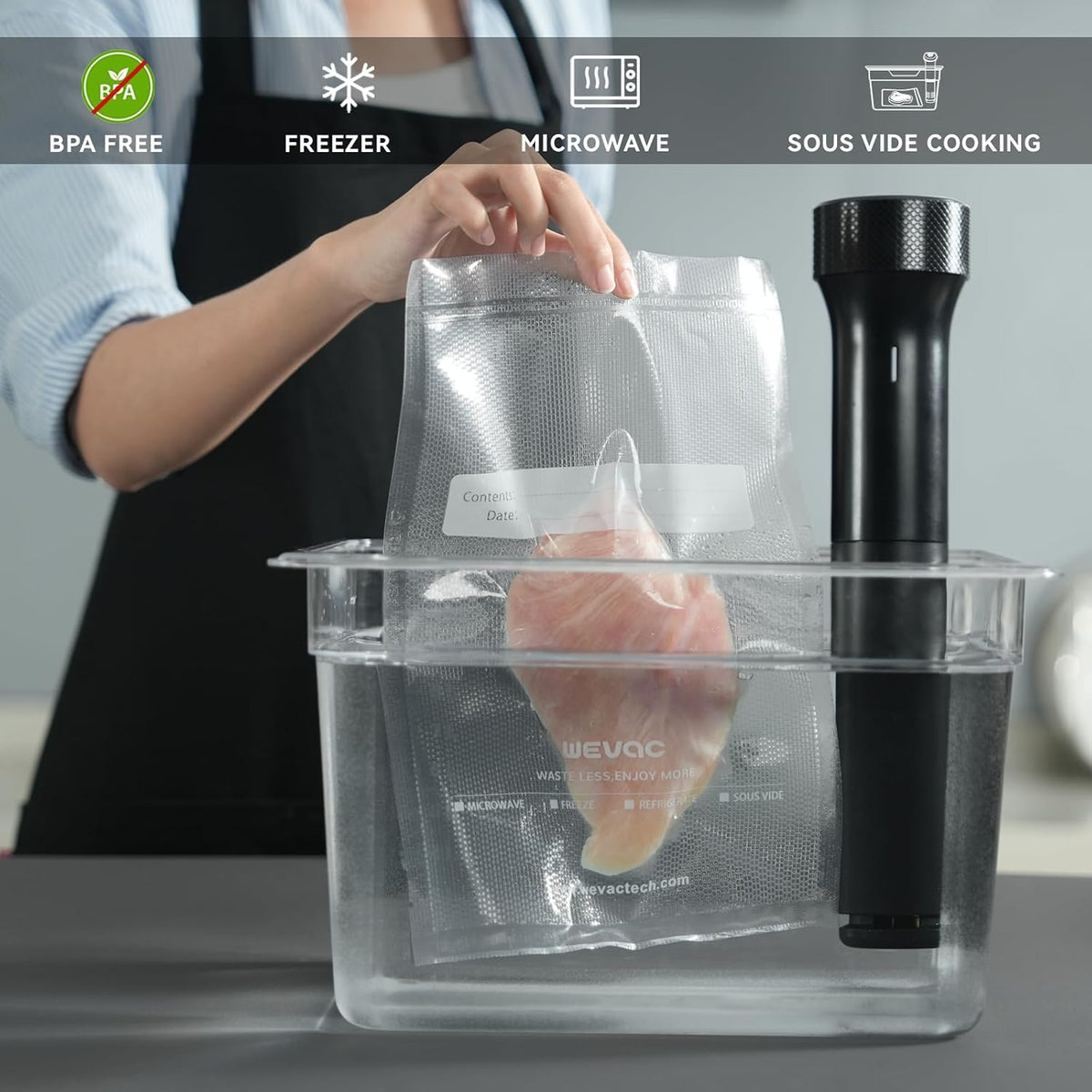 Vacuum Sealer Bags 8x12" 100 Quart for Food Saver Vacuum Seal machine