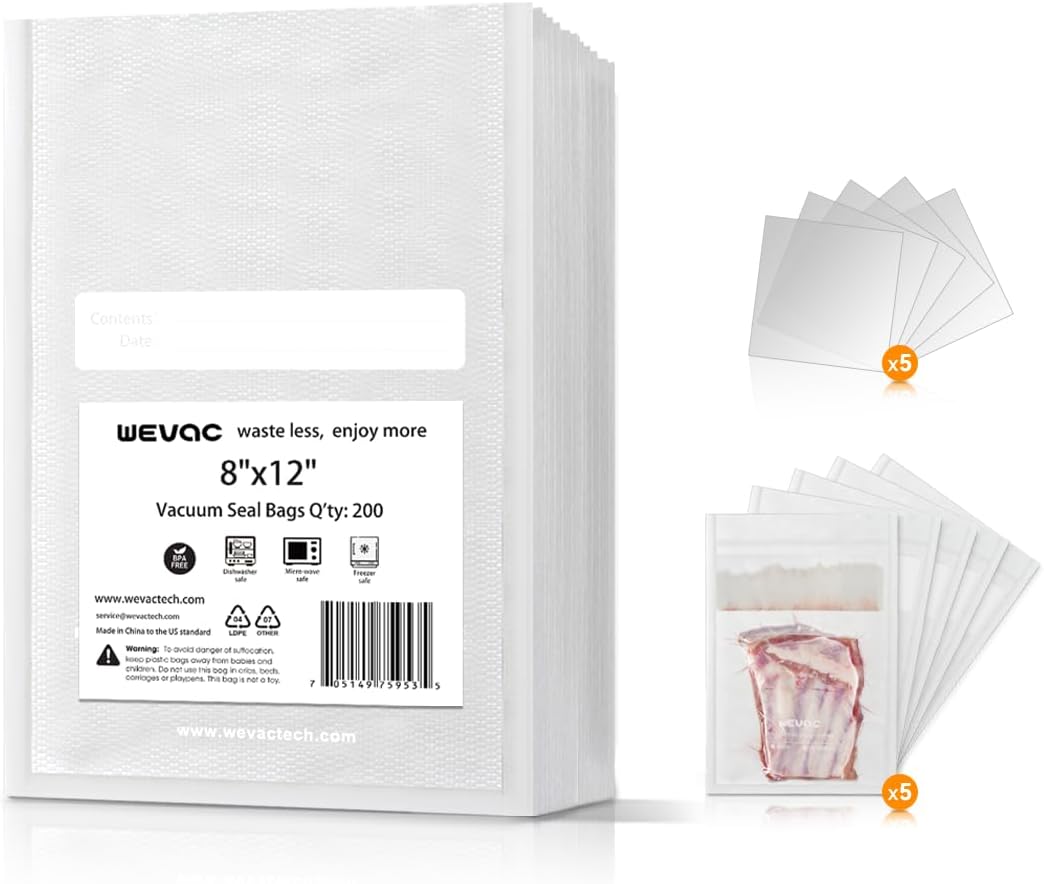 Vacuum Sealer Bags 8x12" 100 Quart for Food Saver Vacuum Seal machine