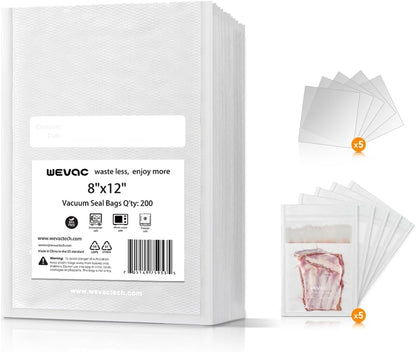 Vacuum Sealer Bags 8x12" 100 Quart for Food Saver Vacuum Seal machine