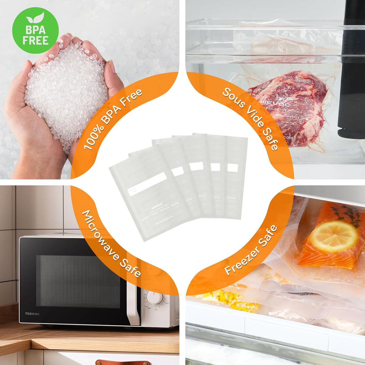 Vacuum Sealer Bags 8x12" 100 Quart for Food Saver Vacuum Seal machine