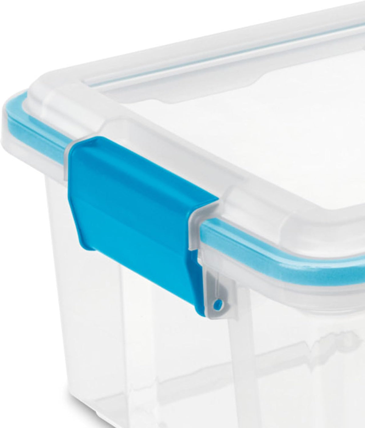 80 Qt Gasket Box, Stackable Storage Bin with Latching Lid and Tight Seal, Plastic Container to Organize Basement, Clear Base and Lid