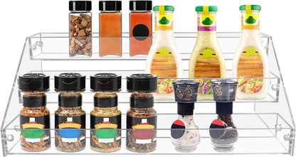 Widen Tiered Spice Rack, Seasoning Organizer, Clear Acrylic Vertical Shelves Can Organizer for Countertop, Cabinet, Pantry, Kitchen Organization and Storage - 4 Tier
