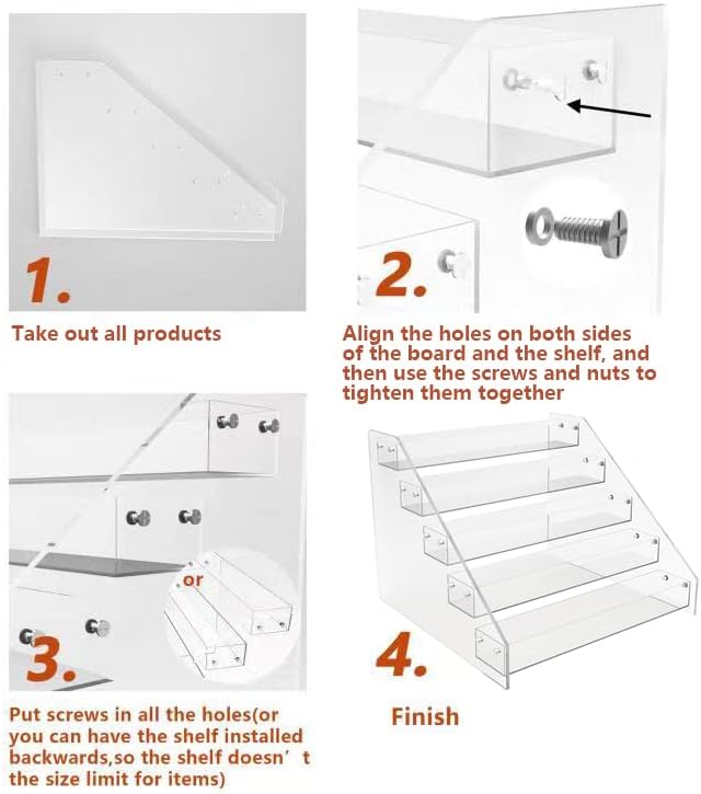 Widen Tiered Spice Rack, Seasoning Organizer, Clear Acrylic Vertical Shelves Can Organizer for Countertop, Cabinet, Pantry, Kitchen Organization and Storage - 4 Tier