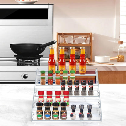Widen Tiered Spice Rack, Seasoning Organizer, Clear Acrylic Vertical Shelves Can Organizer for Countertop, Cabinet, Pantry, Kitchen Organization and Storage - 4 Tier