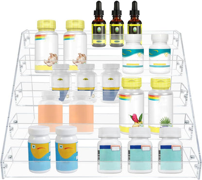 Widen Tiered Spice Rack, Seasoning Organizer, Clear Acrylic Vertical Shelves Can Organizer for Countertop, Cabinet, Pantry, Kitchen Organization and Storage - 4 Tier