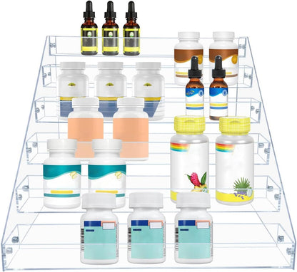 Widen Tiered Spice Rack, Seasoning Organizer, Clear Acrylic Vertical Shelves Can Organizer for Countertop, Cabinet, Pantry, Kitchen Organization and Storage - 4 Tier