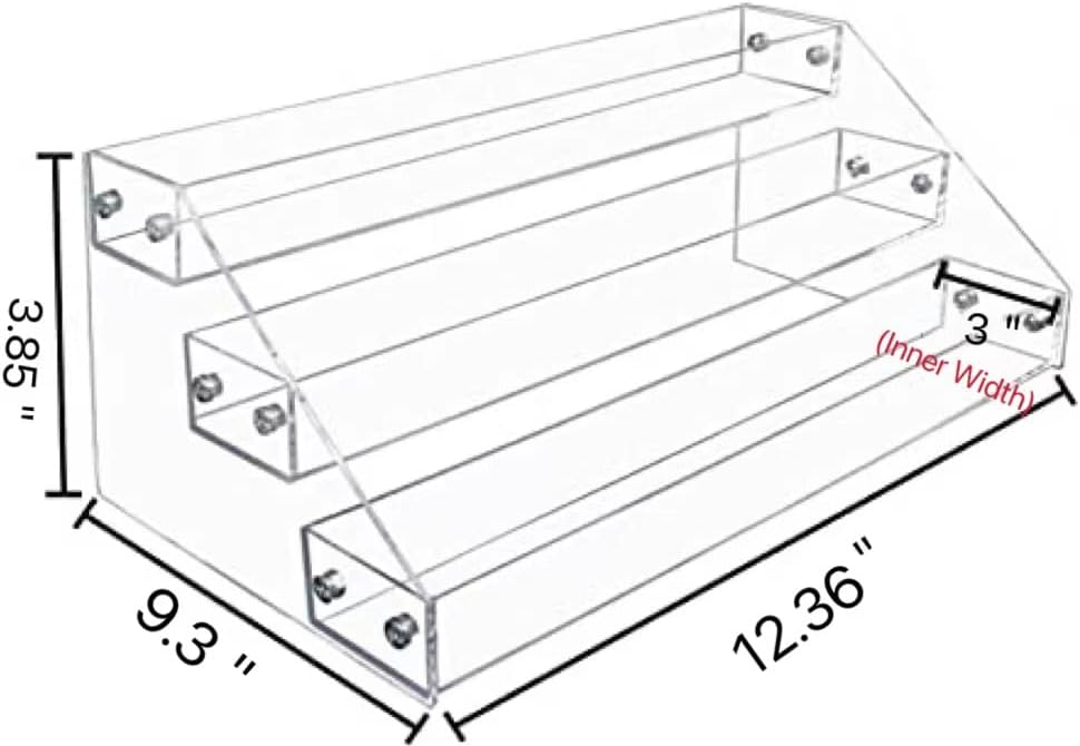 Widen Tiered Spice Rack, Seasoning Organizer, Clear Acrylic Vertical Shelves Can Organizer for Countertop, Cabinet, Pantry, Kitchen Organization and Storage - 4 Tier