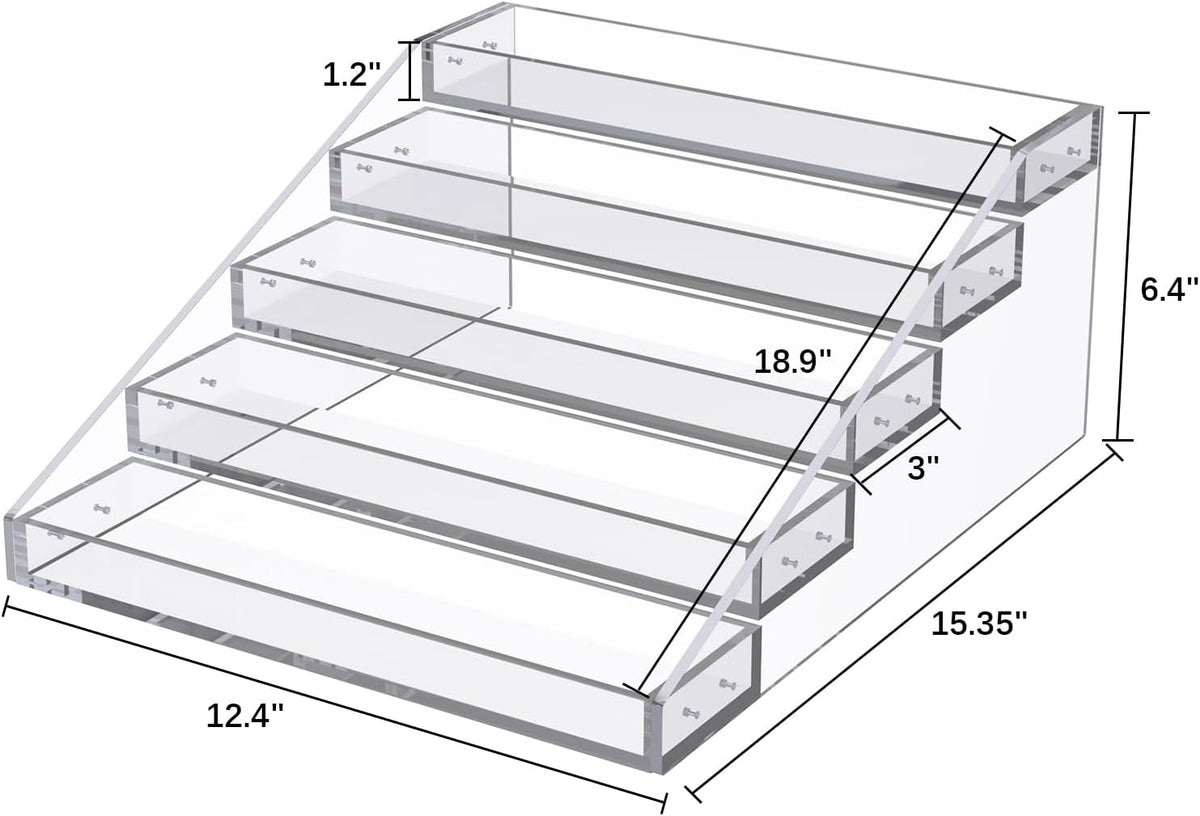 Widen Tiered Spice Rack, Seasoning Organizer, Clear Acrylic Vertical Shelves Can Organizer for Countertop, Cabinet, Pantry, Kitchen Organization and Storage - 4 Tier