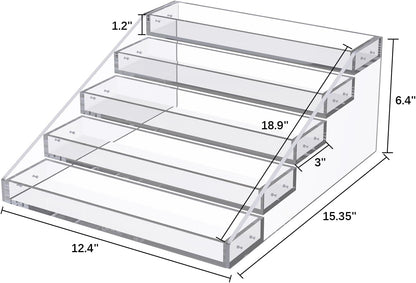 Widen Tiered Spice Rack, Seasoning Organizer, Clear Acrylic Vertical Shelves Can Organizer for Countertop, Cabinet, Pantry, Kitchen Organization and Storage - 4 Tier