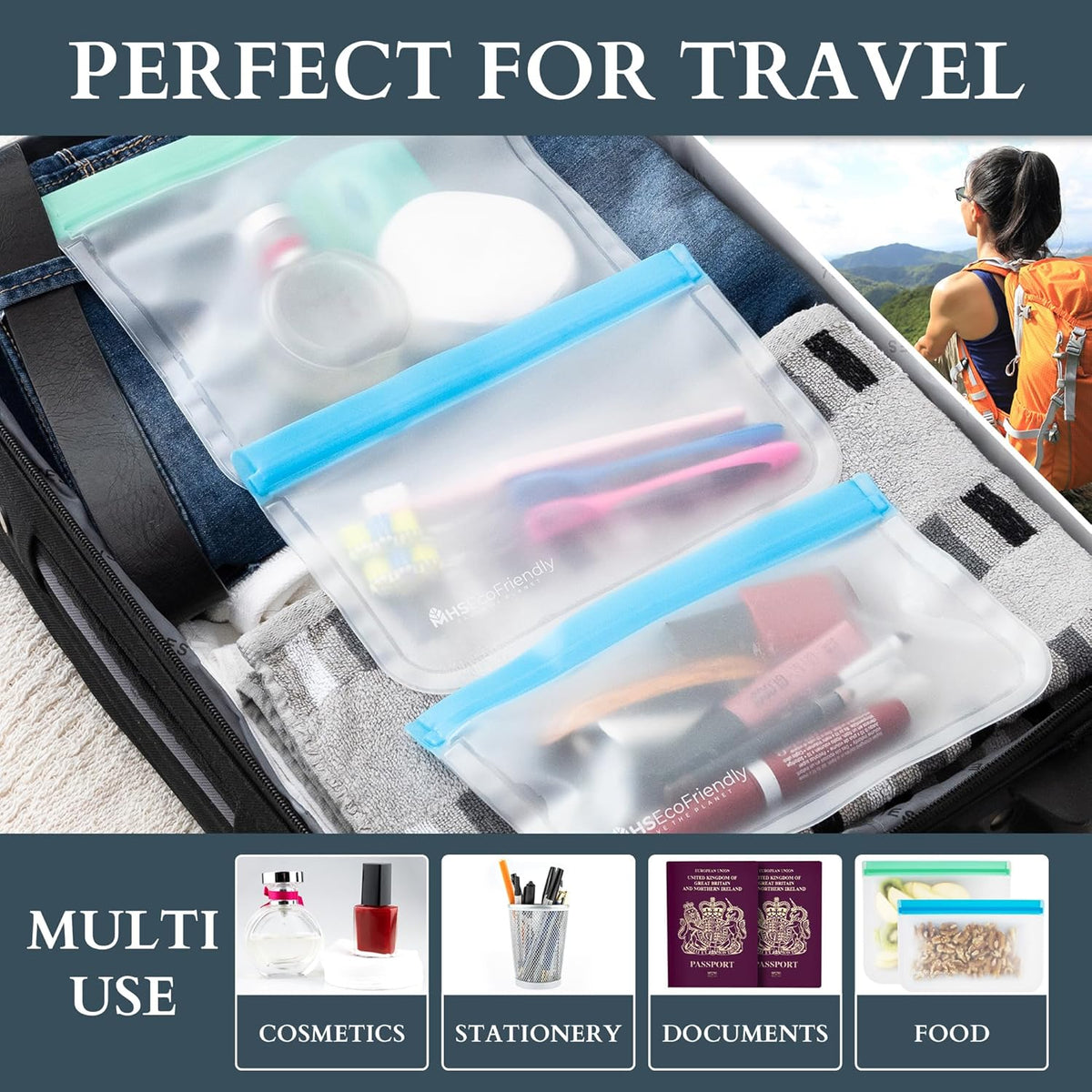 ® Meal Prep Storage Kit – 15 Reusable, Degradable Leakproof Freezer Bags, Baggy Rack & 20 Strong Labels | BPA-Free, Multipurpose Food Storage Solution