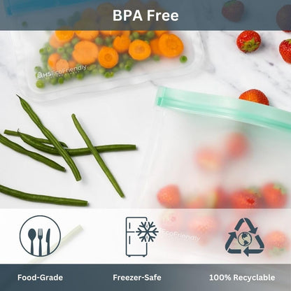 ® Meal Prep Storage Kit – 15 Reusable, Degradable Leakproof Freezer Bags, Baggy Rack & 20 Strong Labels | BPA-Free, Multipurpose Food Storage Solution