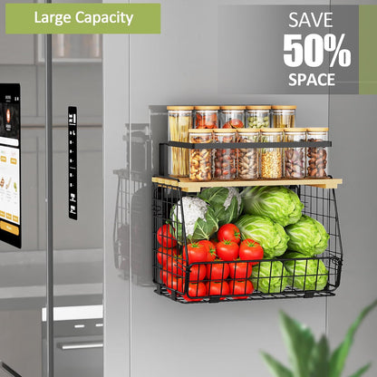 Magnetic Shelf for Fridge: Fruit Potato and Onion Storage Bin - Magnetic Spice Rack for Refrigerator & Kitchen Counter - Pantry Organizers and Storage