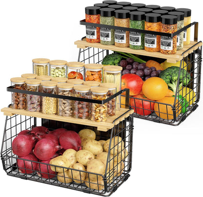 Magnetic Shelf for Fridge: Fruit Potato and Onion Storage Bin - Magnetic Spice Rack for Refrigerator & Kitchen Counter - Pantry Organizers and Storage