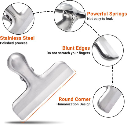 Bag Clips, Stainless Steel Chip, Chip Clips Food Clip, Heavy Duty Air Tight Seal Kitchen Clip Snack Food Bag Clamp