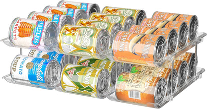 Can Organizer for Pantry, 3 Tier Rolling Can Storage Organizer Pantry | Automatic Rolling, Holds 36 Cans, Combinable Canned Food Organizer, Clear Soda Can Organizer, Fits Cabinets, Pantry & Fridge
