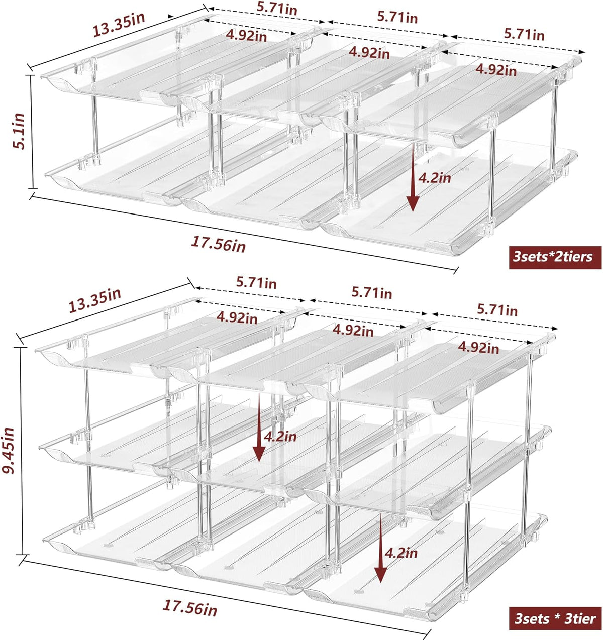 Can Organizer for Pantry, 3 Tier Rolling Can Storage Organizer Pantry | Automatic Rolling, Holds 36 Cans, Combinable Canned Food Organizer, Clear Soda Can Organizer, Fits Cabinets, Pantry & Fridge