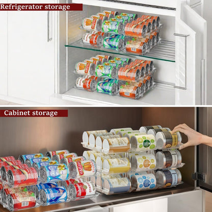 Can Organizer for Pantry, 3 Tier Rolling Can Storage Organizer Pantry | Automatic Rolling, Holds 36 Cans, Combinable Canned Food Organizer, Clear Soda Can Organizer, Fits Cabinets, Pantry & Fridge