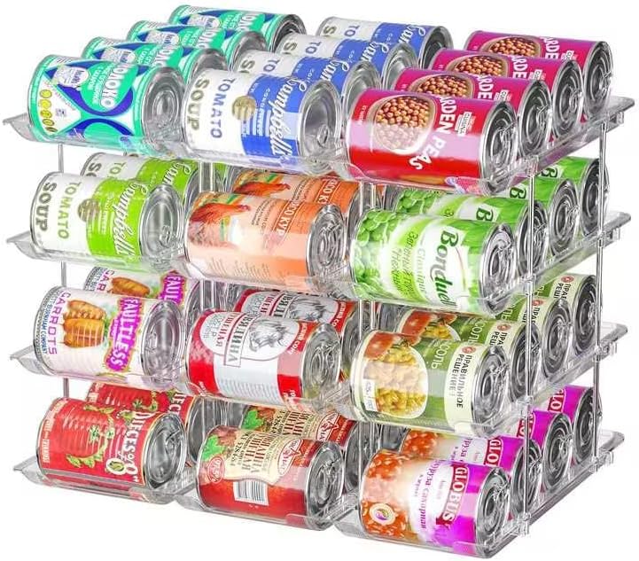 Can Organizer for Pantry, 3 Tier Rolling Can Storage Organizer Pantry | Automatic Rolling, Holds 36 Cans, Combinable Canned Food Organizer, Clear Soda Can Organizer, Fits Cabinets, Pantry & Fridge