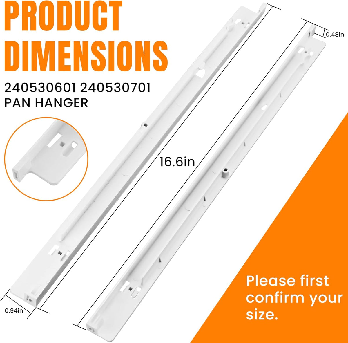 240530601(Left) & 240530701(Right) Refrigerator Pan Hangers Replacement Fit for Ken-more, Frigi-daire Refrigerators-Drawer Slide Support Rail Replaces 240460401, 240460501