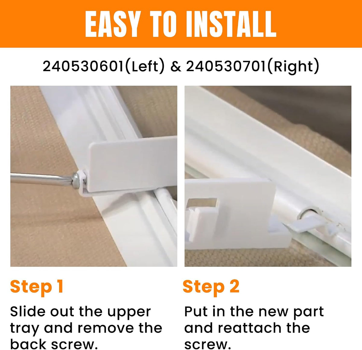 240530601(Left) & 240530701(Right) Refrigerator Pan Hangers Replacement Fit for Ken-more, Frigi-daire Refrigerators-Drawer Slide Support Rail Replaces 240460401, 240460501