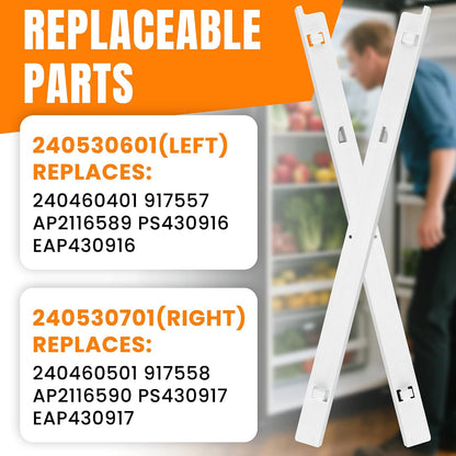 240530601(Left) & 240530701(Right) Refrigerator Pan Hangers Replacement Fit for Ken-more, Frigi-daire Refrigerators-Drawer Slide Support Rail Replaces 240460401, 240460501