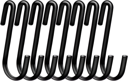 30 Pack 2.4 inches S Hooks for Hanging on Wire Shelves, Black S Shaped Hanging Hooks Hangers Pan Holder Pot Wire Rack Hooks for Kitchenware Spoons Pans Pots Utensils Jeans Bags Towels Plants