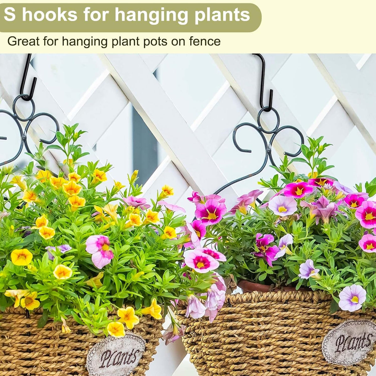 30 Pack 2.4 inches S Hooks for Hanging on Wire Shelves, Black S Shaped Hanging Hooks Hangers Pan Holder Pot Wire Rack Hooks for Kitchenware Spoons Pans Pots Utensils Jeans Bags Towels Plants