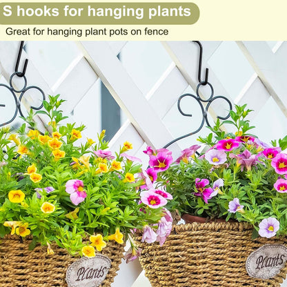30 Pack 2.4 inches S Hooks for Hanging on Wire Shelves, Black S Shaped Hanging Hooks Hangers Pan Holder Pot Wire Rack Hooks for Kitchenware Spoons Pans Pots Utensils Jeans Bags Towels Plants