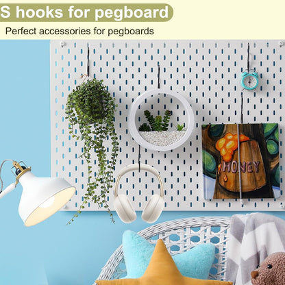 30 Pack 2.4 inches S Hooks for Hanging on Wire Shelves, Black S Shaped Hanging Hooks Hangers Pan Holder Pot Wire Rack Hooks for Kitchenware Spoons Pans Pots Utensils Jeans Bags Towels Plants