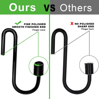 30 Pack 2.4 inches S Hooks for Hanging on Wire Shelves, Black S Shaped Hanging Hooks Hangers Pan Holder Pot Wire Rack Hooks for Kitchenware Spoons Pans Pots Utensils Jeans Bags Towels Plants