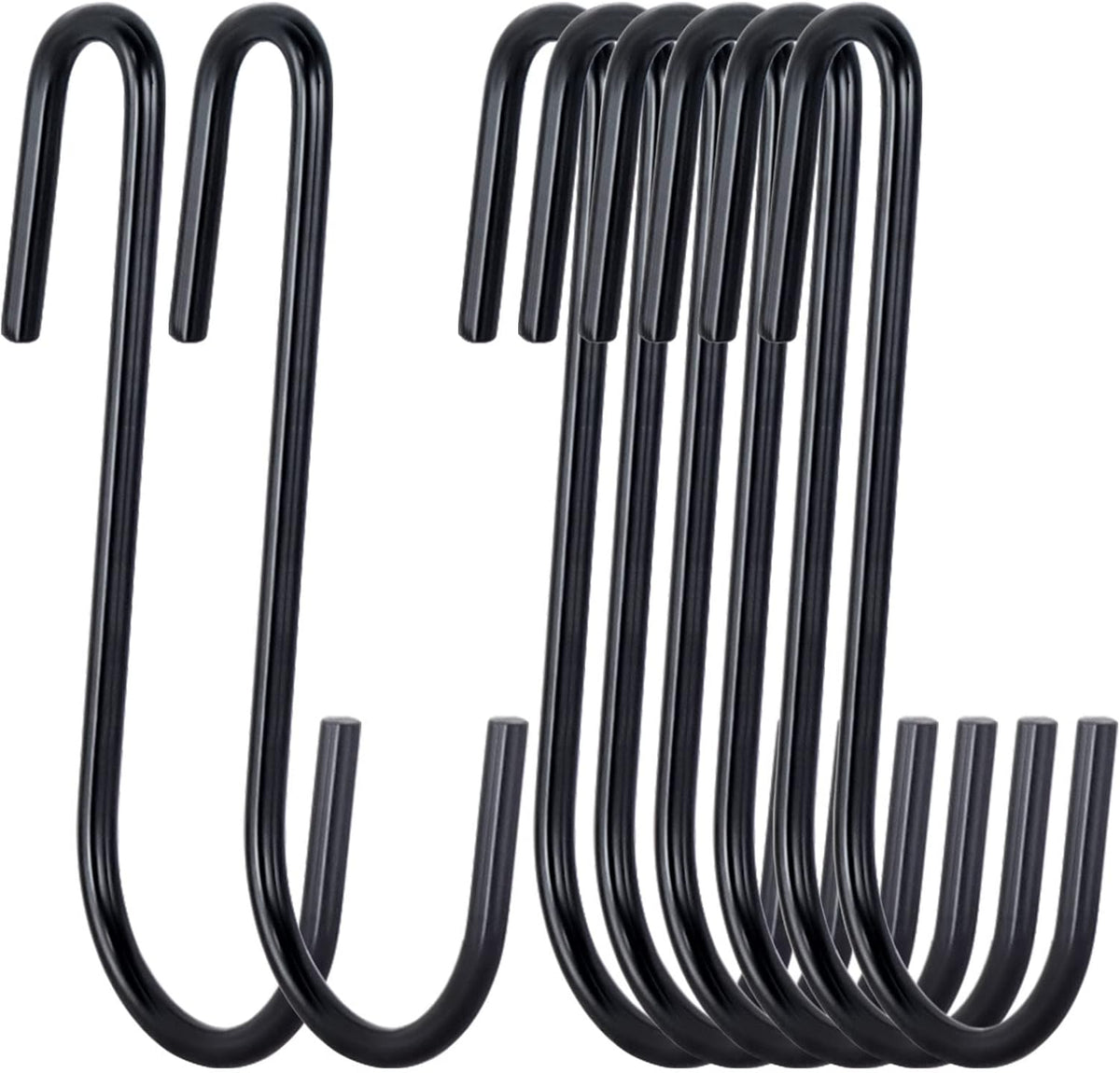 30 Pack 2.4 inches S Hooks for Hanging on Wire Shelves, Black S Shaped Hanging Hooks Hangers Pan Holder Pot Wire Rack Hooks for Kitchenware Spoons Pans Pots Utensils Jeans Bags Towels Plants