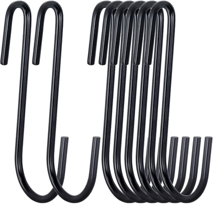 30 Pack 2.4 inches S Hooks for Hanging on Wire Shelves, Black S Shaped Hanging Hooks Hangers Pan Holder Pot Wire Rack Hooks for Kitchenware Spoons Pans Pots Utensils Jeans Bags Towels Plants