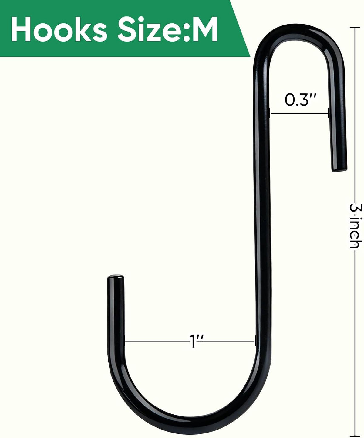 30 Pack 2.4 inches S Hooks for Hanging on Wire Shelves, Black S Shaped Hanging Hooks Hangers Pan Holder Pot Wire Rack Hooks for Kitchenware Spoons Pans Pots Utensils Jeans Bags Towels Plants