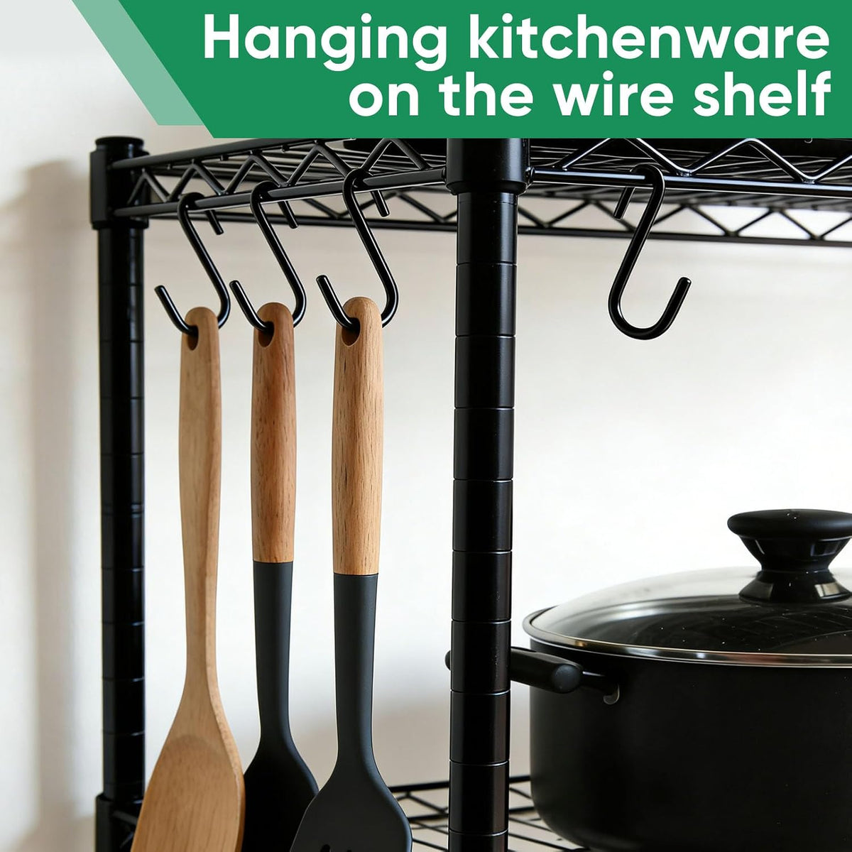 30 Pack 2.4 inches S Hooks for Hanging on Wire Shelves, Black S Shaped Hanging Hooks Hangers Pan Holder Pot Wire Rack Hooks for Kitchenware Spoons Pans Pots Utensils Jeans Bags Towels Plants