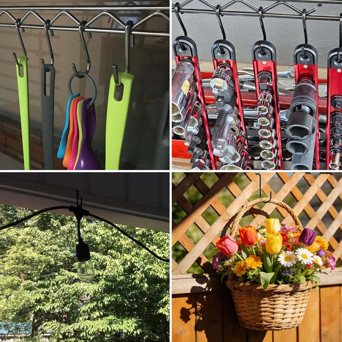 30 Pack 2.4 inches S Hooks for Hanging on Wire Shelves, Black S Shaped Hanging Hooks Hangers Pan Holder Pot Wire Rack Hooks for Kitchenware Spoons Pans Pots Utensils Jeans Bags Towels Plants