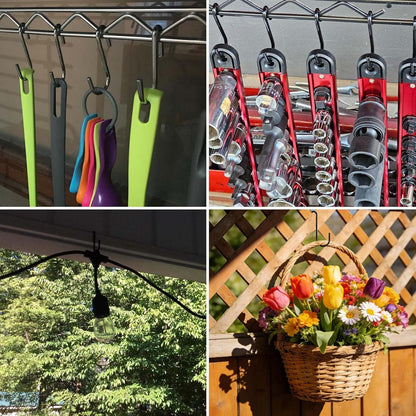 30 Pack 2.4 inches S Hooks for Hanging on Wire Shelves, Black S Shaped Hanging Hooks Hangers Pan Holder Pot Wire Rack Hooks for Kitchenware Spoons Pans Pots Utensils Jeans Bags Towels Plants