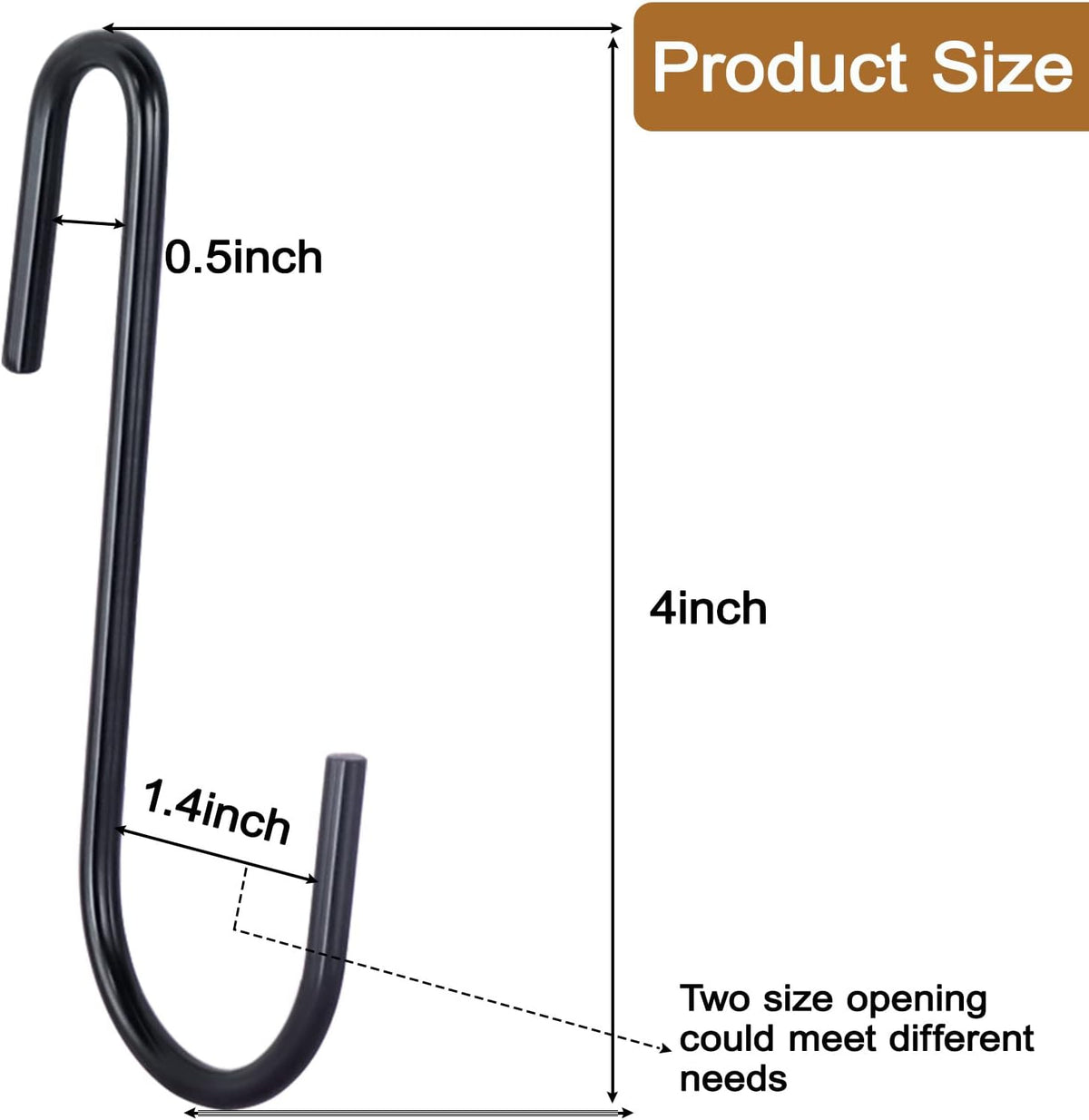 30 Pack 2.4 inches S Hooks for Hanging on Wire Shelves, Black S Shaped Hanging Hooks Hangers Pan Holder Pot Wire Rack Hooks for Kitchenware Spoons Pans Pots Utensils Jeans Bags Towels Plants