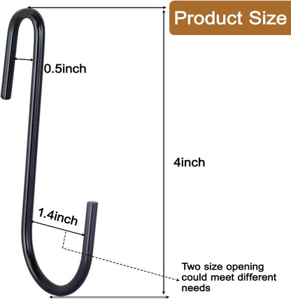 30 Pack 2.4 inches S Hooks for Hanging on Wire Shelves, Black S Shaped Hanging Hooks Hangers Pan Holder Pot Wire Rack Hooks for Kitchenware Spoons Pans Pots Utensils Jeans Bags Towels Plants