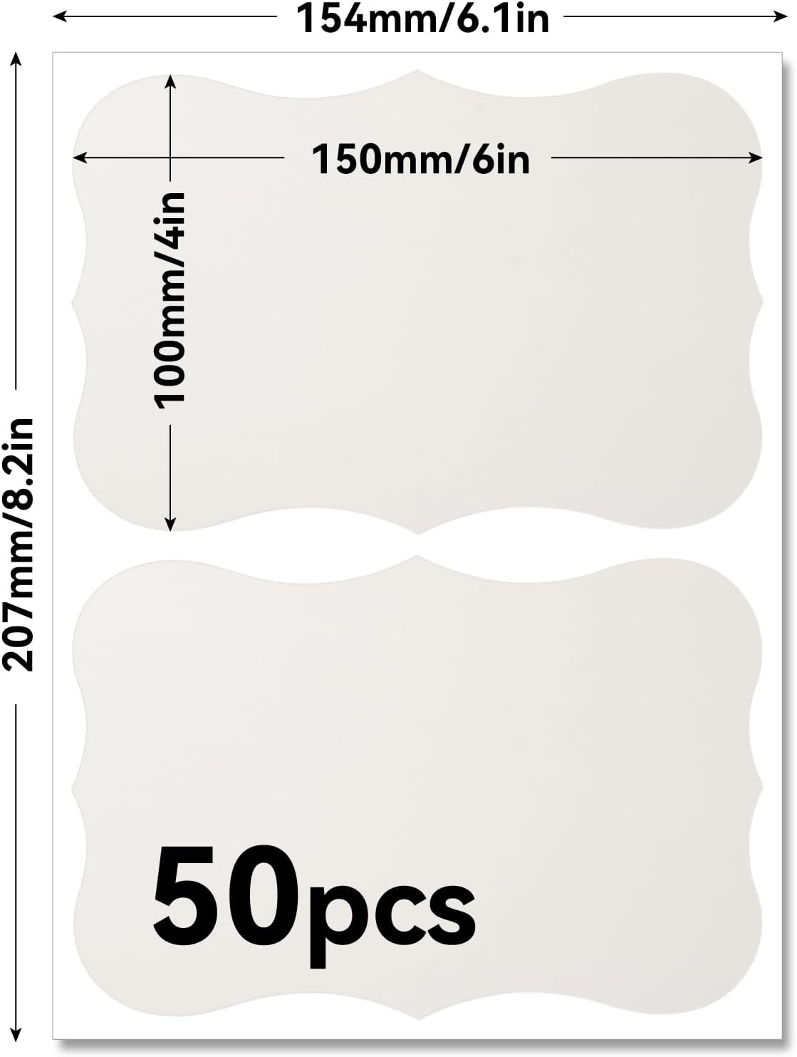 Chalkboard Labels for Storage Bins, 4x6 Inch, 50 Pack – Reusable Waterproof Vinyl Labels, Removable No Residue Stickers for Pantry Organization, Moving Boxes, Kitchen, Office