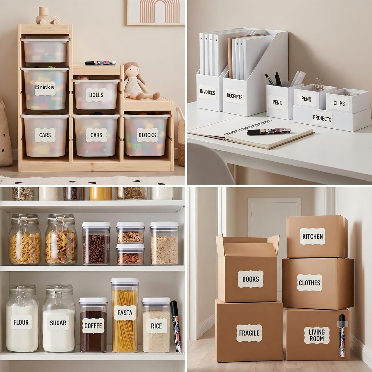 Chalkboard Labels for Storage Bins, 4x6 Inch, 50 Pack – Reusable Waterproof Vinyl Labels, Removable No Residue Stickers for Pantry Organization, Moving Boxes, Kitchen, Office