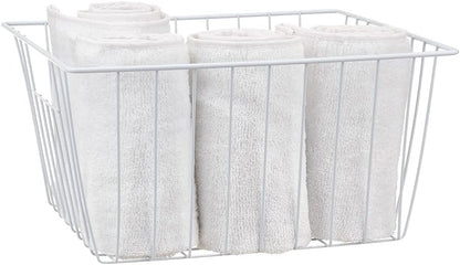 16Lx12W inch Wider Freezer Storage Organizer Baskets Container, Deep Metal Wire Chest Upright Refrigerator Divider Bins with Built-in Handles for Cabinet, Pantry, Closet, Kitchen(4)