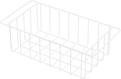 16Lx12W inch Wider Freezer Storage Organizer Baskets Container, Deep Metal Wire Chest Upright Refrigerator Divider Bins with Built-in Handles for Cabinet, Pantry, Closet, Kitchen(4)