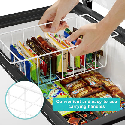 16Lx12W inch Wider Freezer Storage Organizer Baskets Container, Deep Metal Wire Chest Upright Refrigerator Divider Bins with Built-in Handles for Cabinet, Pantry, Closet, Kitchen(4)
