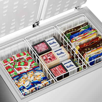 16Lx12W inch Wider Freezer Storage Organizer Baskets Container, Deep Metal Wire Chest Upright Refrigerator Divider Bins with Built-in Handles for Cabinet, Pantry, Closet, Kitchen(4)