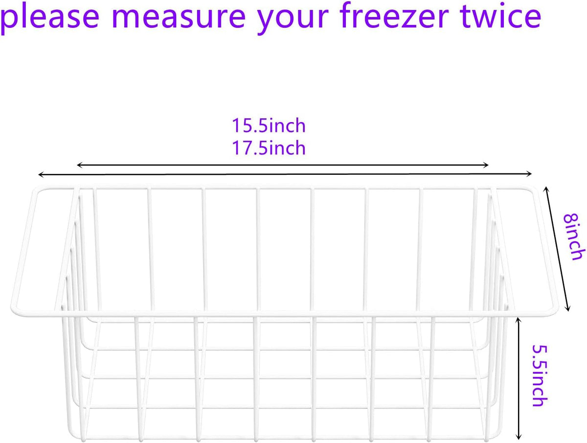 16Lx12W inch Wider Freezer Storage Organizer Baskets Container, Deep Metal Wire Chest Upright Refrigerator Divider Bins with Built-in Handles for Cabinet, Pantry, Closet, Kitchen(4)