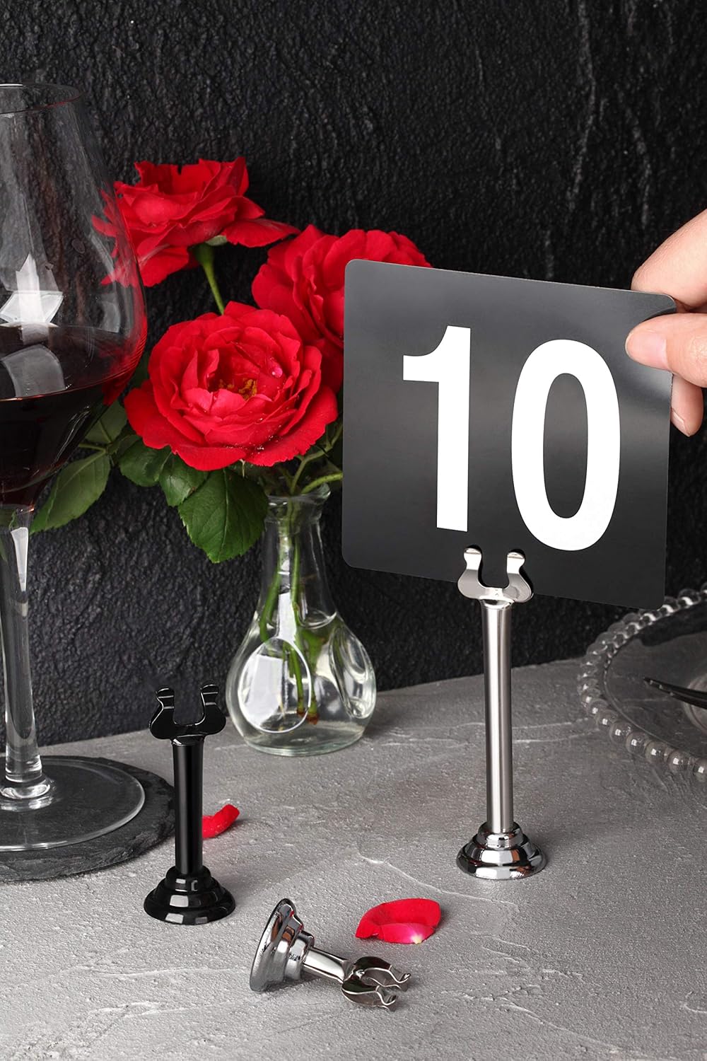 Triton Harp Clip Style Place Card / Table Number Holder, 1.5 Inch, Silver, Set of 12