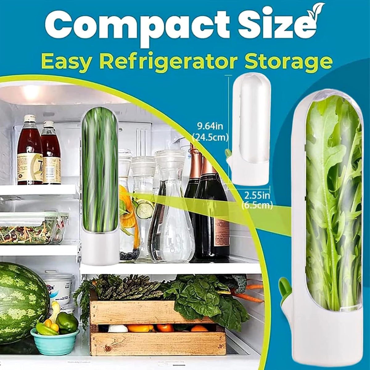 Herb Saver for Refrigerator, Herb Saver Pod Cilantro Containers for Refrigerator, Fresh Herb Keeper for Cilantro, Parsley, Asparagus, Mint, Keeps Vegetables for 2-3 Weeks