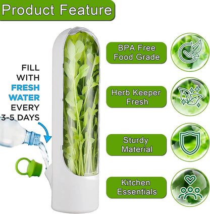 Herb Saver for Refrigerator, Herb Saver Pod Cilantro Containers for Refrigerator, Fresh Herb Keeper for Cilantro, Parsley, Asparagus, Mint, Keeps Vegetables for 2-3 Weeks